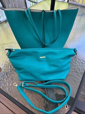 remi and reid shoulder tote with matching security pouch/crossbody purse